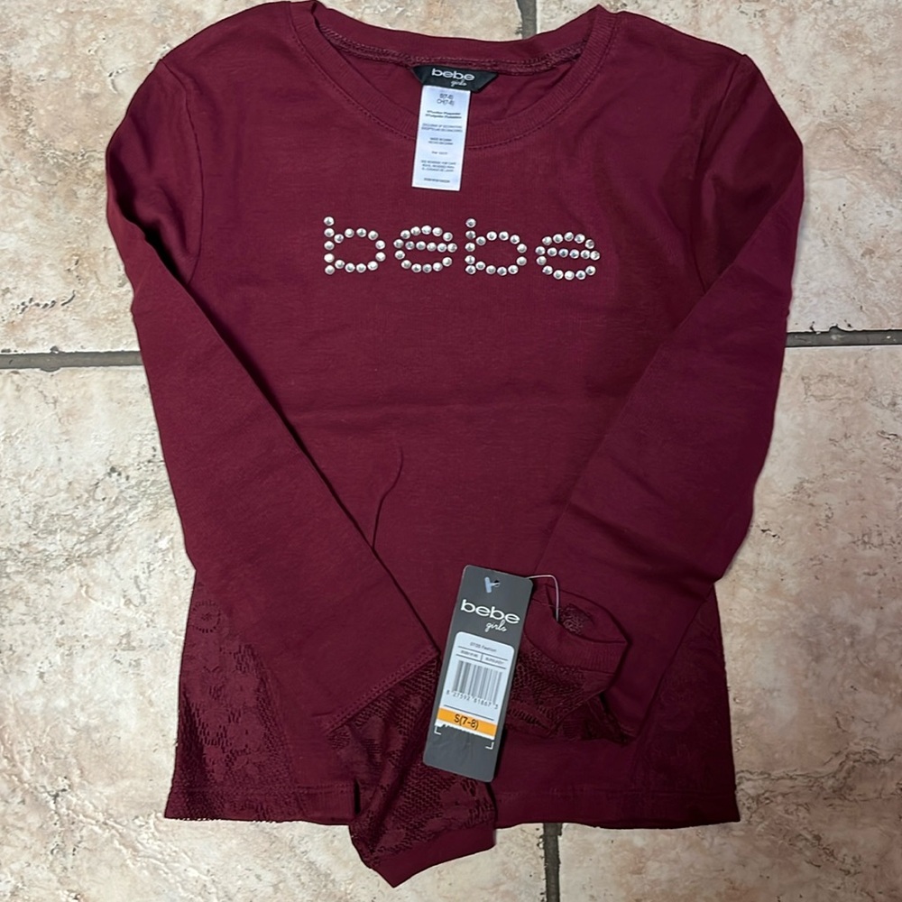 Bebe Girls burgundy long sleeve top